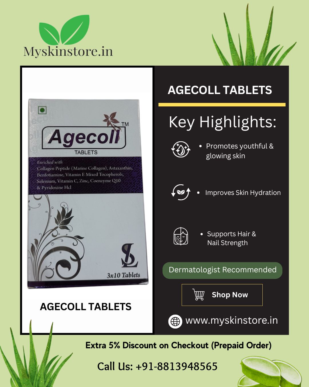 AGECOLL TABLETS for Hair and Nail Strength